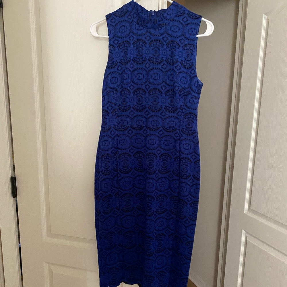 Vince Camuto high neck blue dress EUC size 6